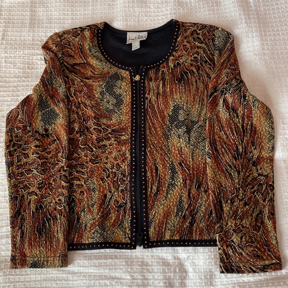 Joseph Ribkoff Front Zip Jacket/Blazer size 14 Multi Coloured Browns and Golds - Picture 3 of 7